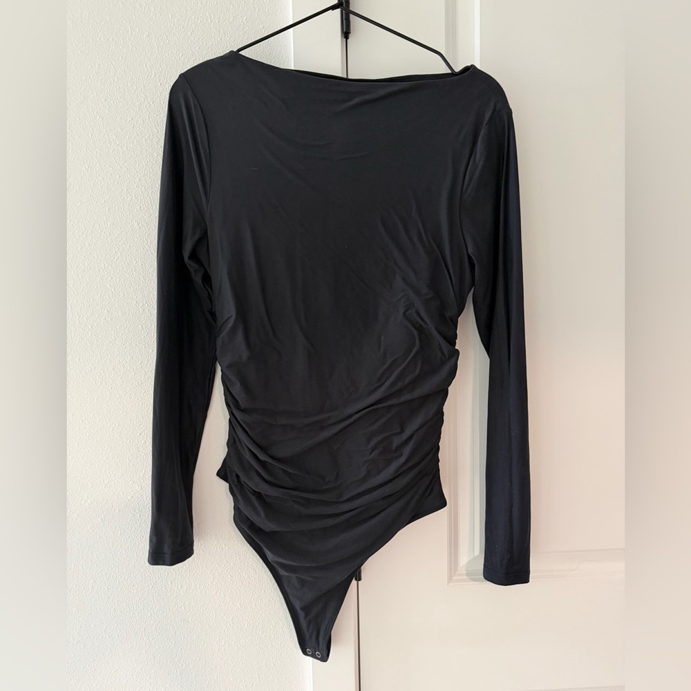 Abercrombie & Fitch Black Long Sleeve Boatneck Bodysuit